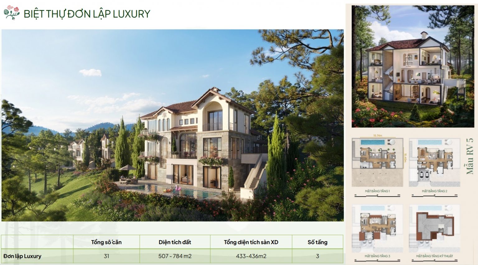 Mặt bằng thiết kế biệt thự đơn lập luxury