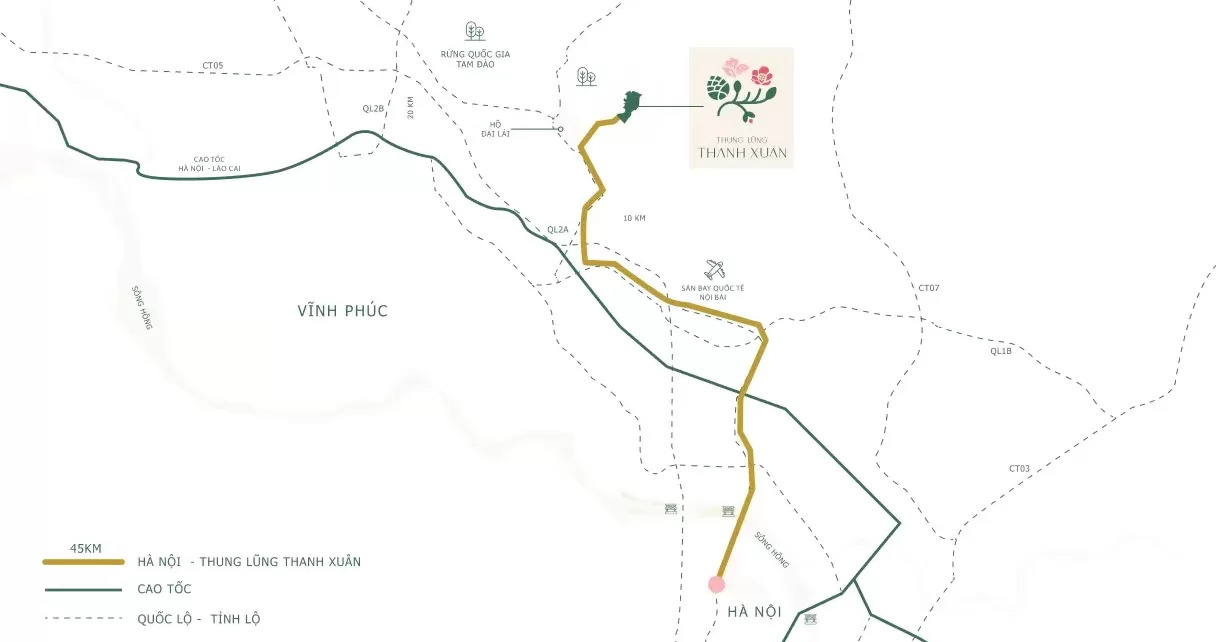 Vị trí dự án Thung Lũng Thanh Xuân